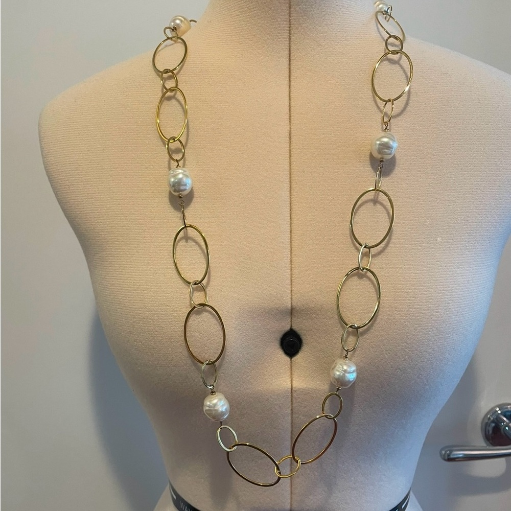 Majorica Gold tone and Baroque Pearl Necklace